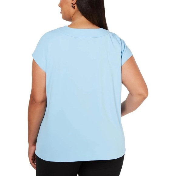 Alfani Blue Infinity Sleeveless V-Neck Blouse Top Medium NWT Office Workwear - Picture 10 of 12